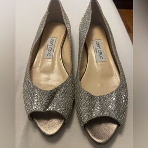 Jimmy CHOO glitter flats silver